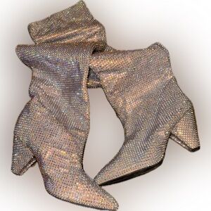 Women’s bling tall boots with short heel